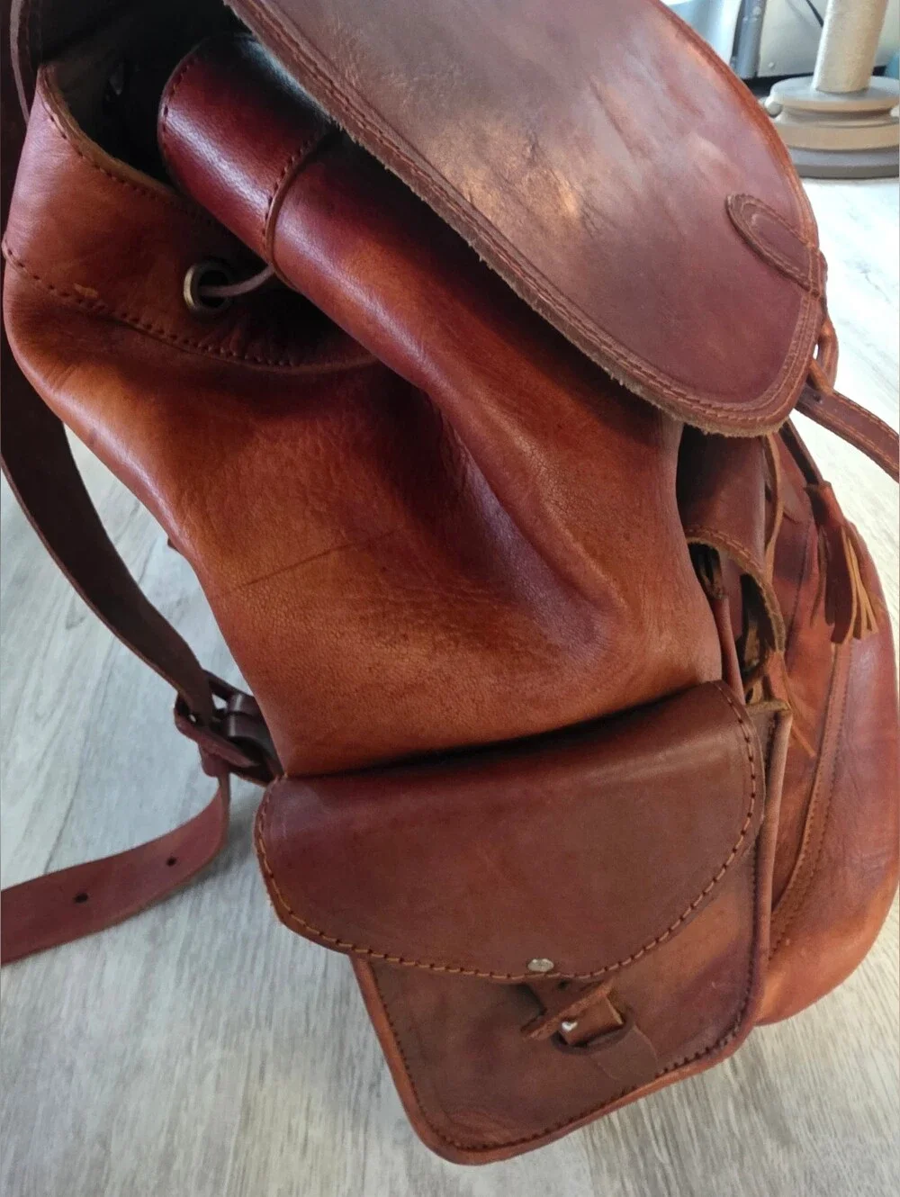X-Large All Tan Mexican LEATHER Cargo Backpack 🎒